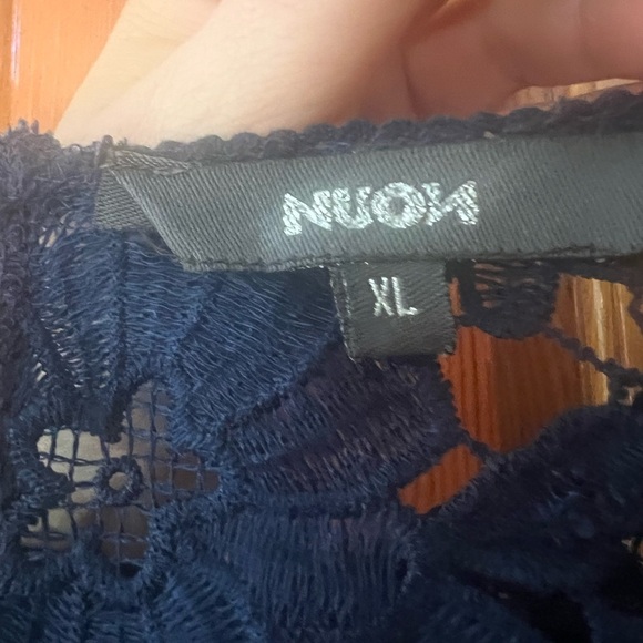 Elegant Navy Floral Lace Blouse - Picture 2 of 4